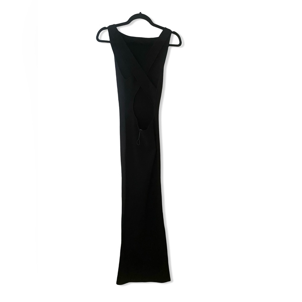 HELSA Lanli Knit Dress black open back maxi gown column sheath FWRD Revolve S - Picture 6 of 14